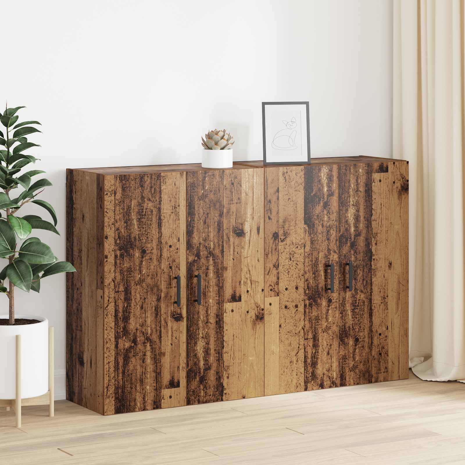 vidaXL Szafka ścienna 2 pcs Stare drewno 69,5 x 34 x 90 cm