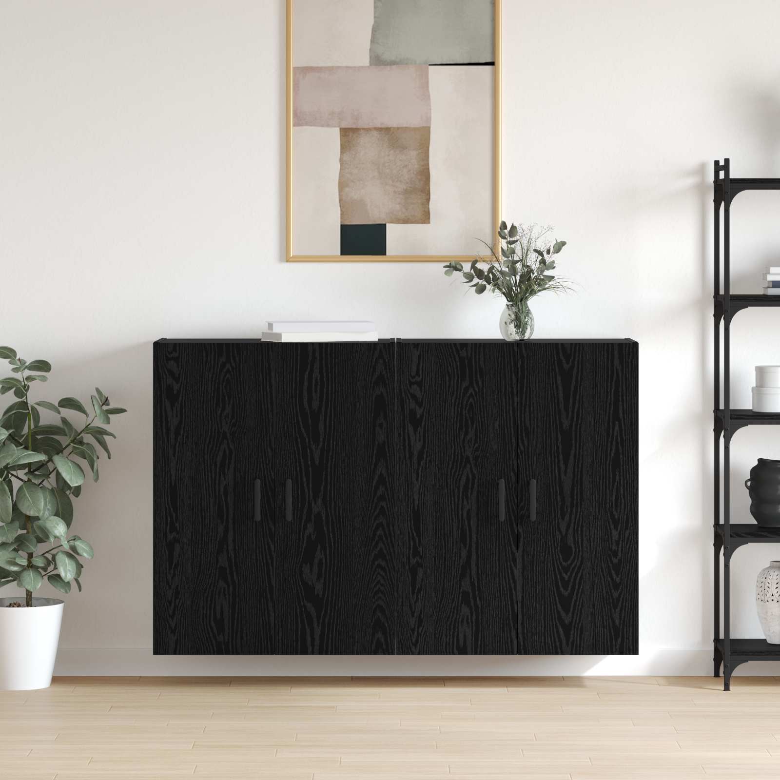 vidaXL Szafka ścienna 2 pcs Czarny Dąb 69,5 x 34 x 90 cm