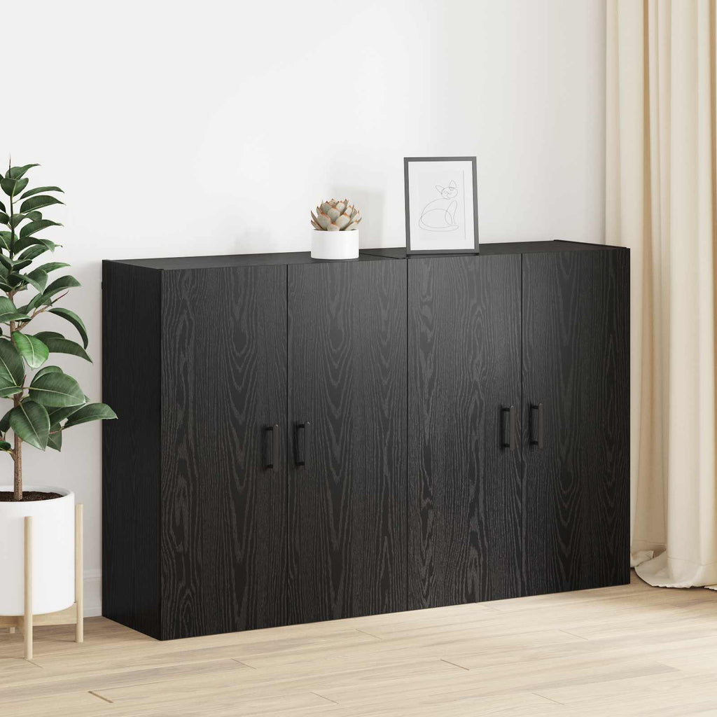 vidaXL Szafka ścienna 2 pcs Czarny Dąb 69,5 x 34 x 90 cm