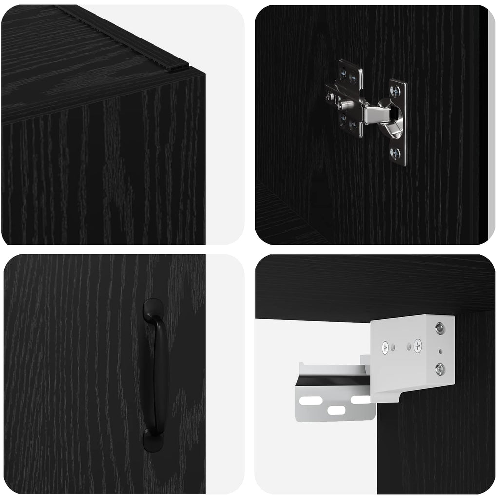 vidaXL Szafki montowane na ścianie 2 pcs Czarny dąb 69,5 x 34 x 90 cm