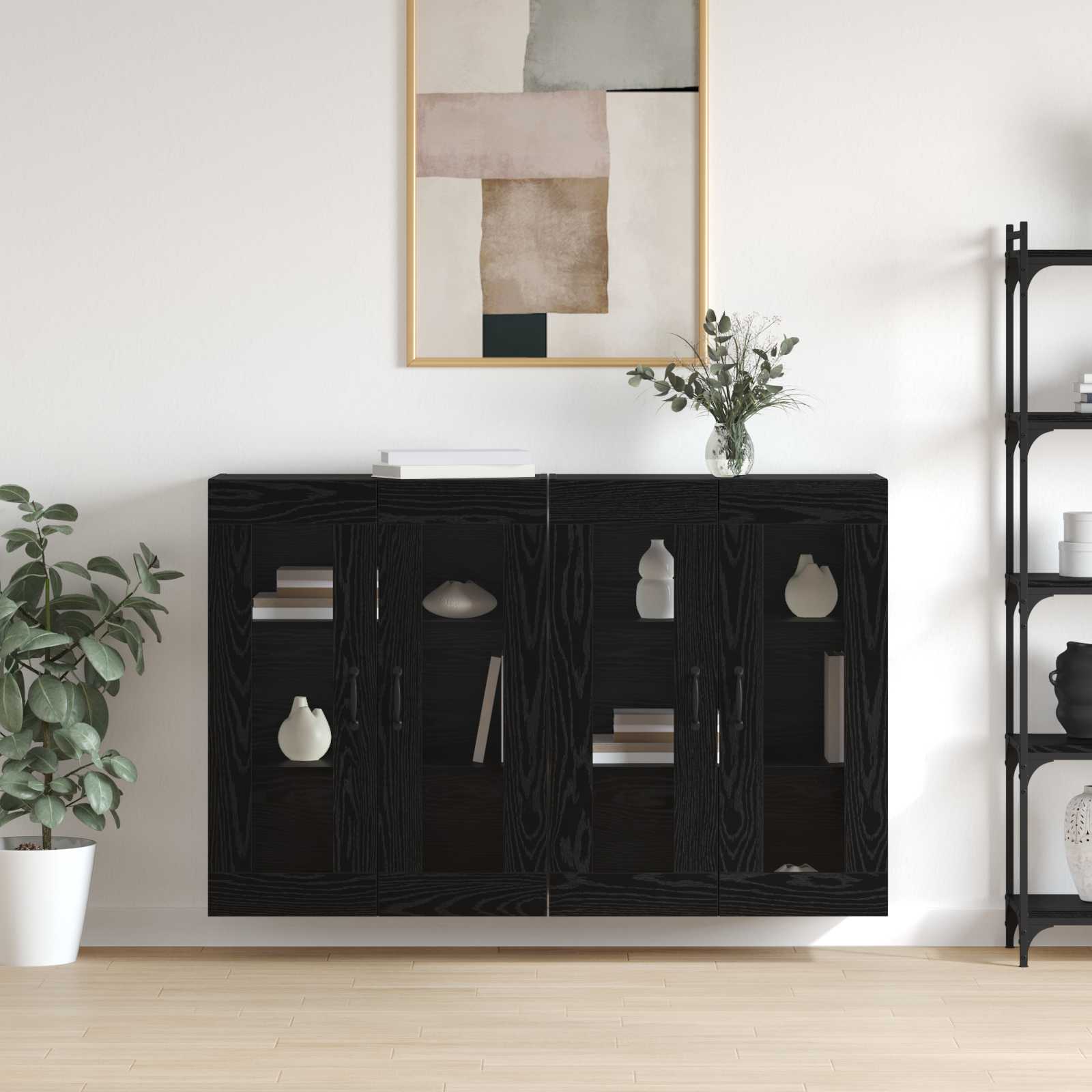 vidaXL Szafki montowane na ścianie 2 pcs Czarny dąb 69,5 x 34 x 90 cm