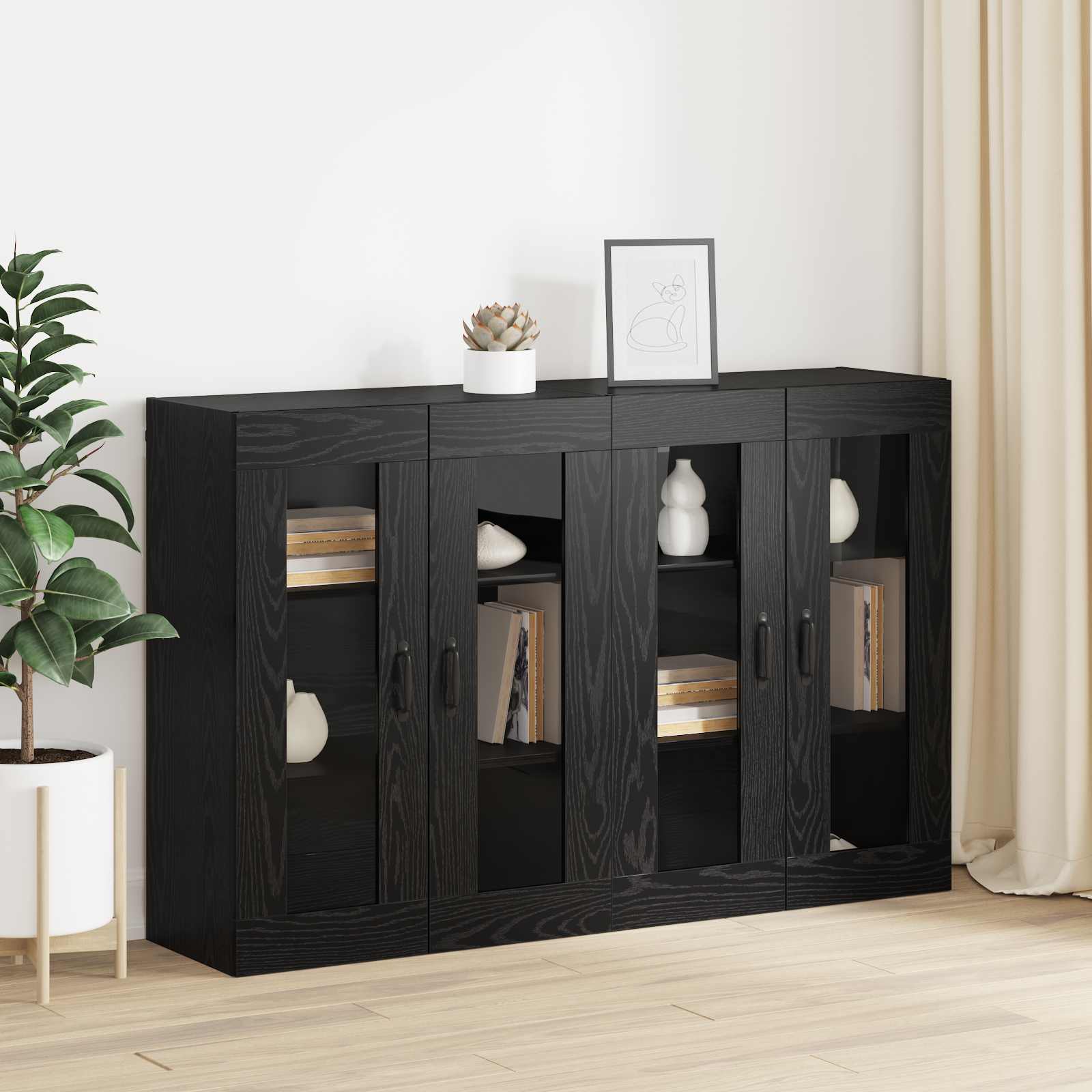vidaXL Szafki montowane na ścianie 2 pcs Czarny dąb 69,5 x 34 x 90 cm