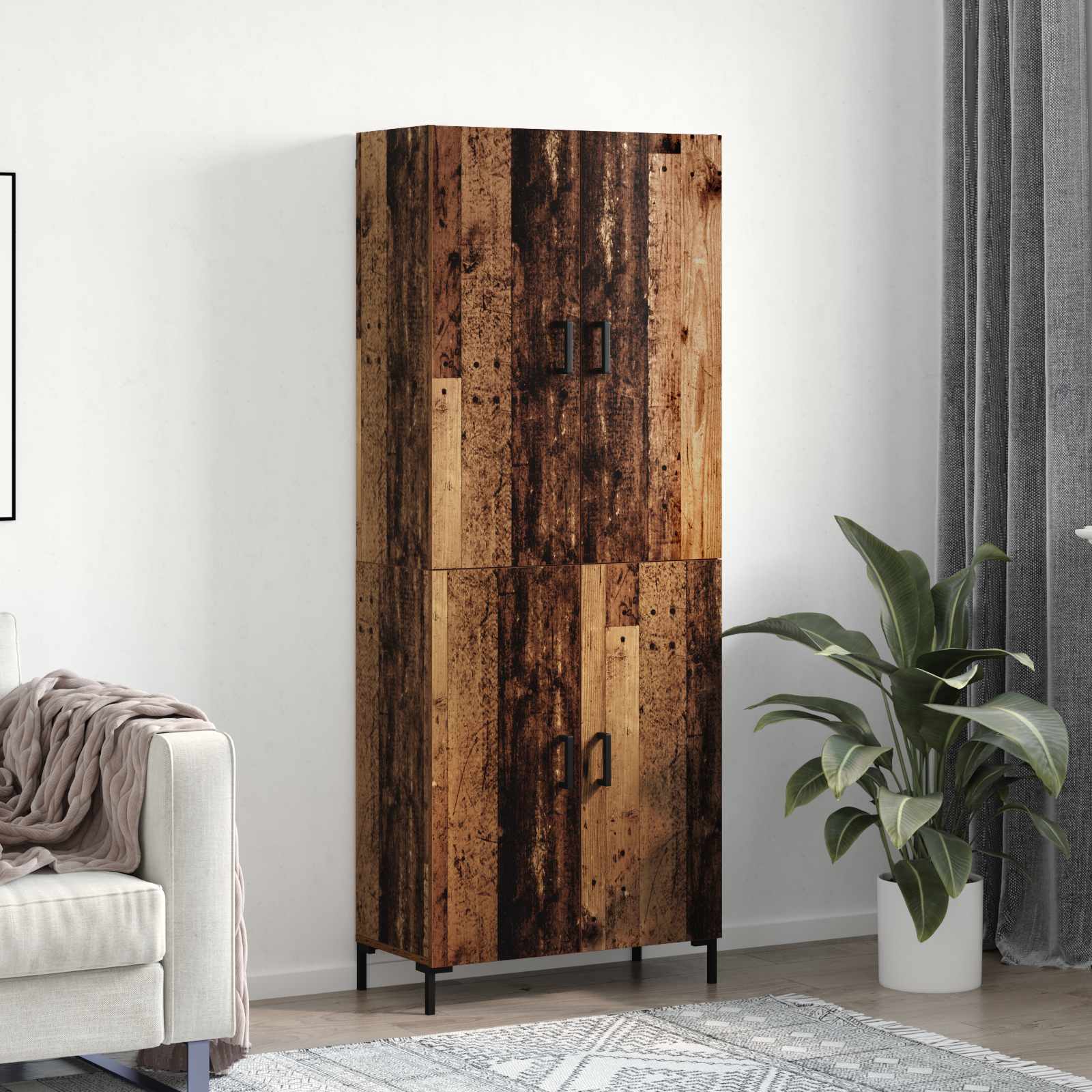 vidaXL Highboard Montowane na ścianie Stare drewno 69,5 x 34 x 180 cm