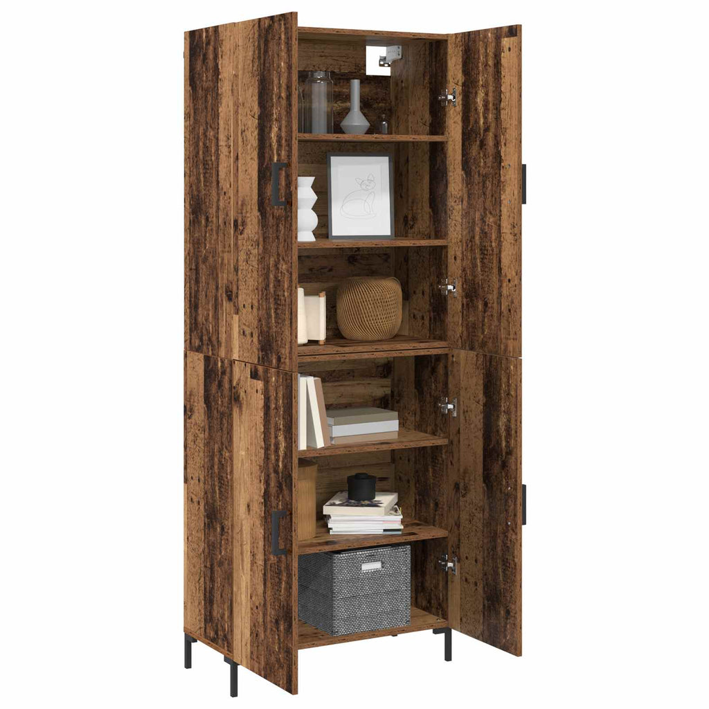 vidaXL Highboard Montowane na ścianie Stare drewno 69,5 x 34 x 180 cm