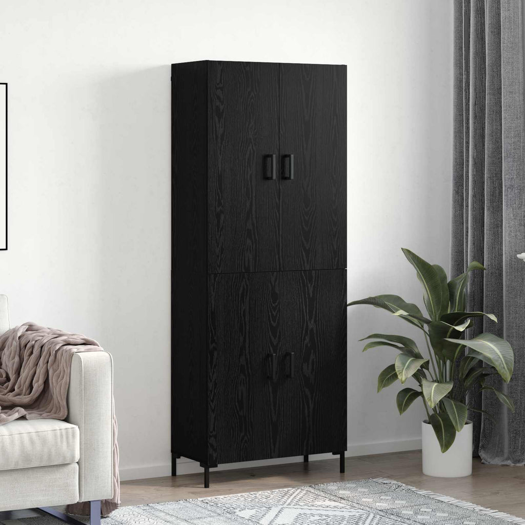 vidaXL Highboard Czarny dąb 69,5 x 34 x 180 cm Materiał drewnopochodny