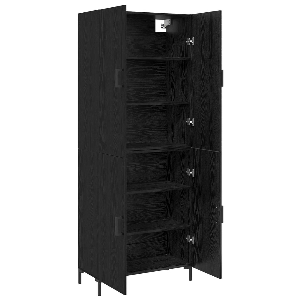 vidaXL Highboard Czarny dąb 69,5 x 34 x 180 cm Materiał drewnopochodny