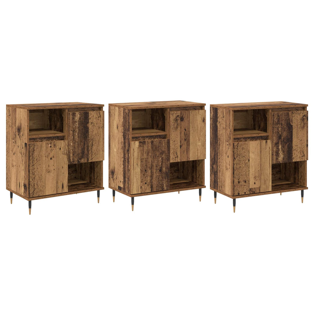vidaXL Komody 3 pcs Stare drewno