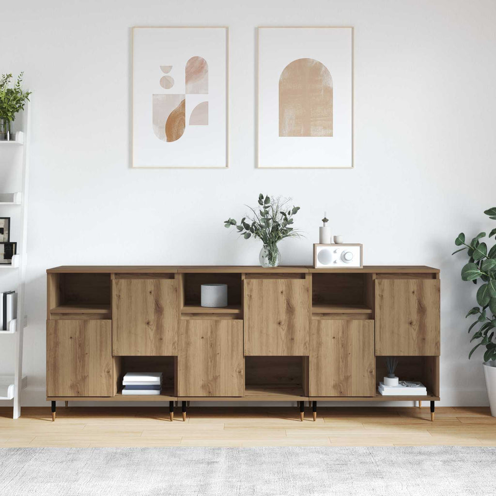 vidaXL Komody 3 pcs Dąb rzemieślniczy