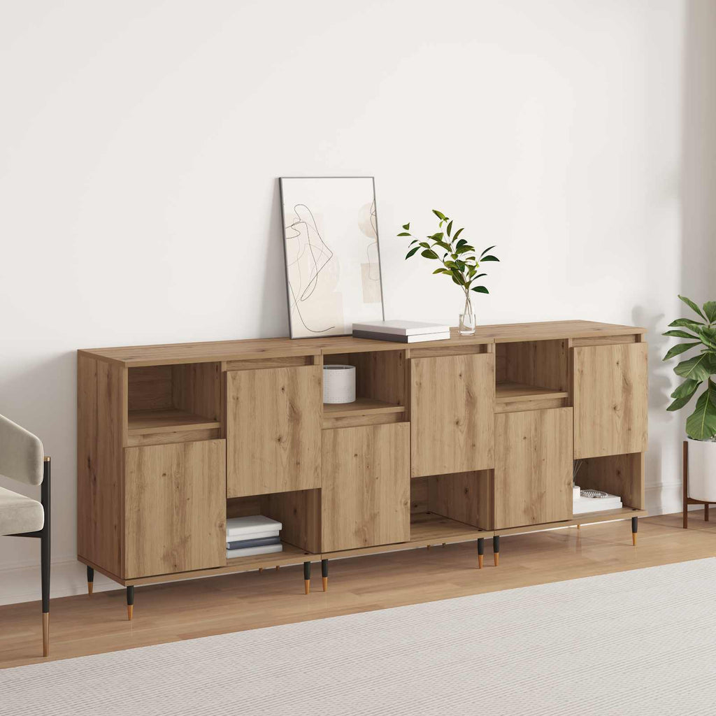 vidaXL Komody 3 pcs Dąb rzemieślniczy