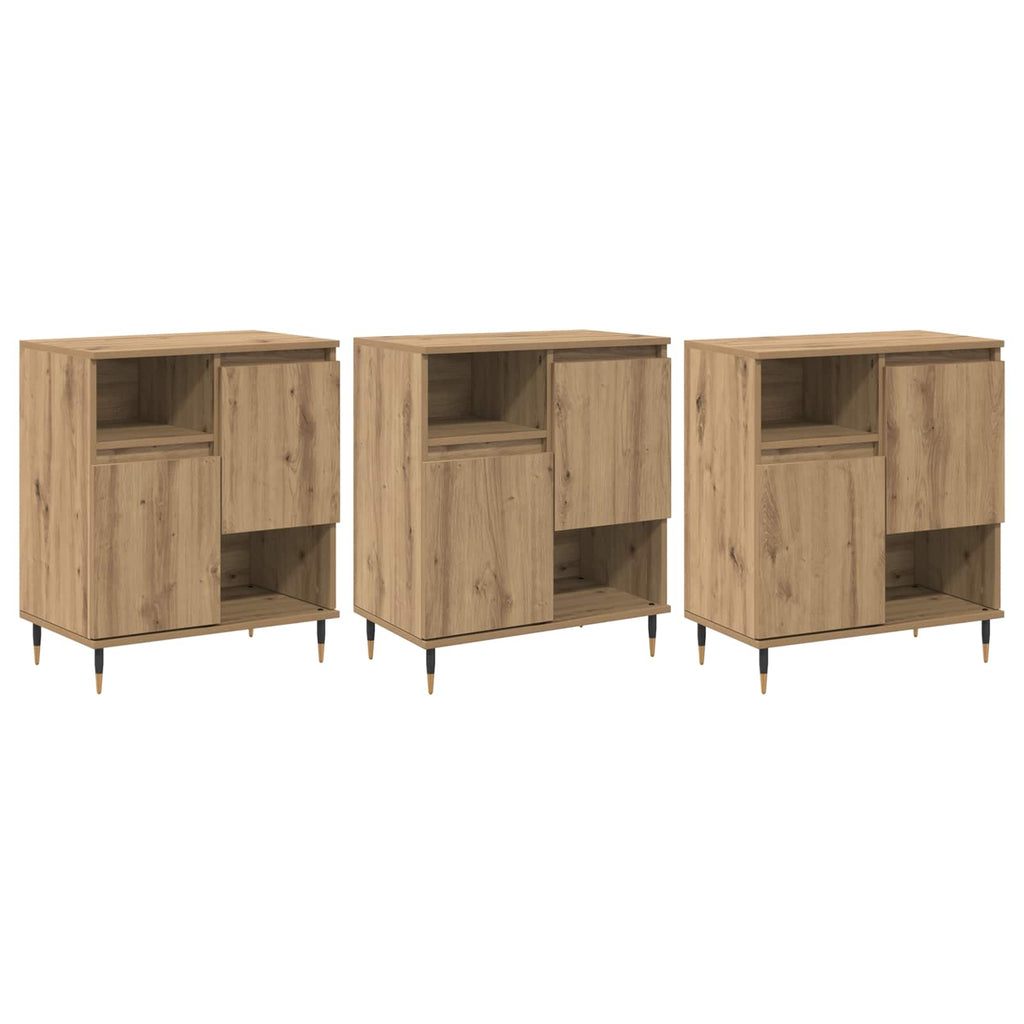 vidaXL Komody 3 pcs Dąb rzemieślniczy