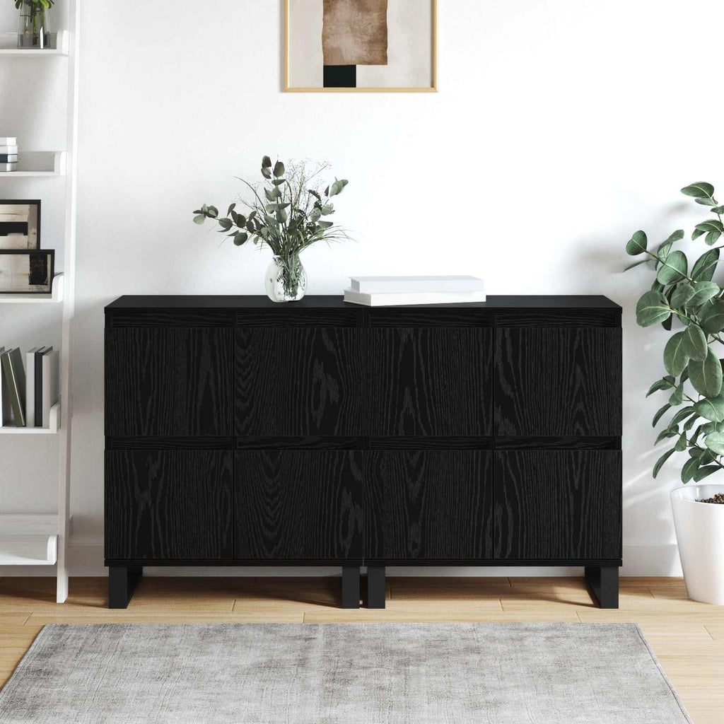vidaXL Bufet 2 pcs Czarny Dąb 60 x 35 x 70 cm