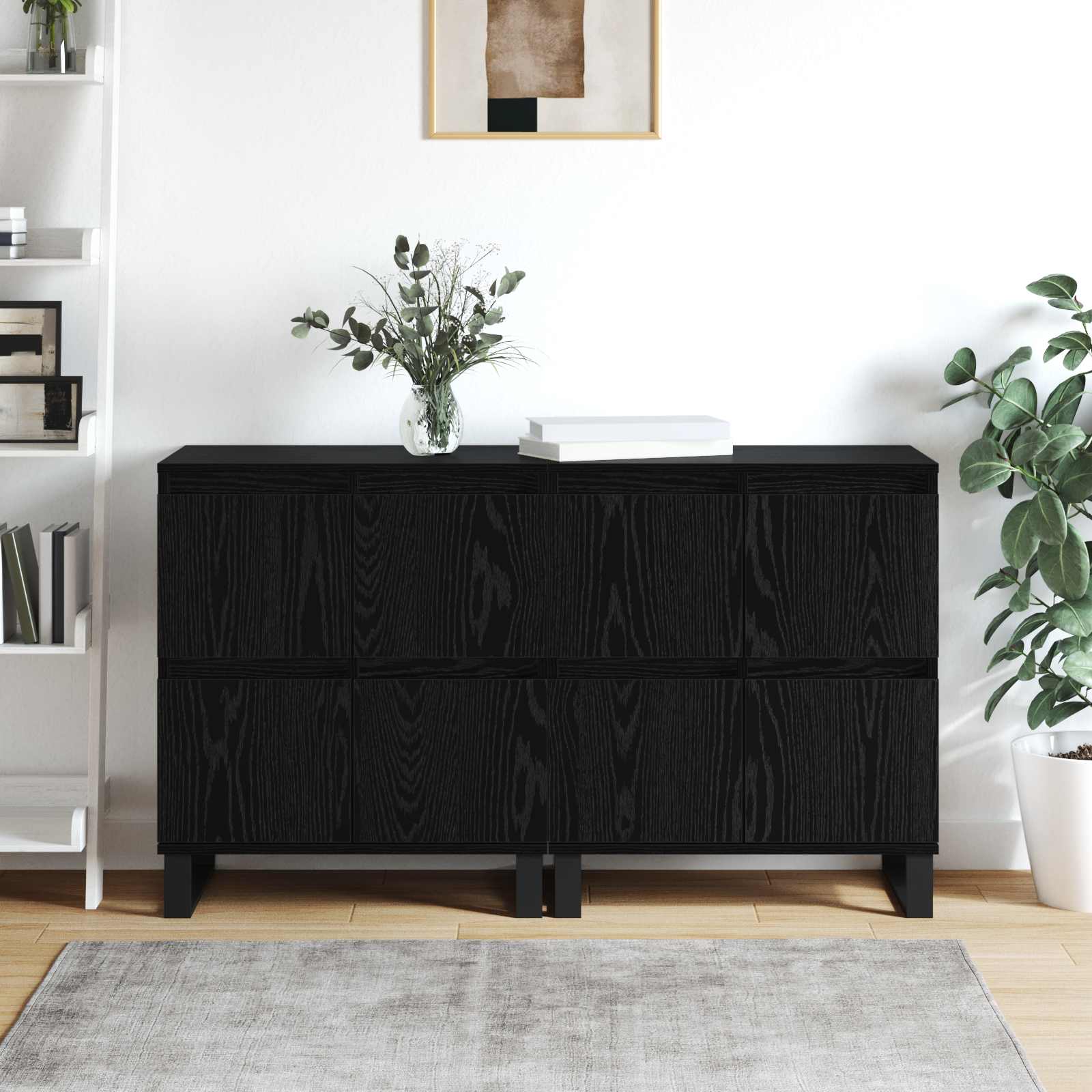 vidaXL Bufet 2 pcs Czarny Dąb 60 x 35 x 70 cm