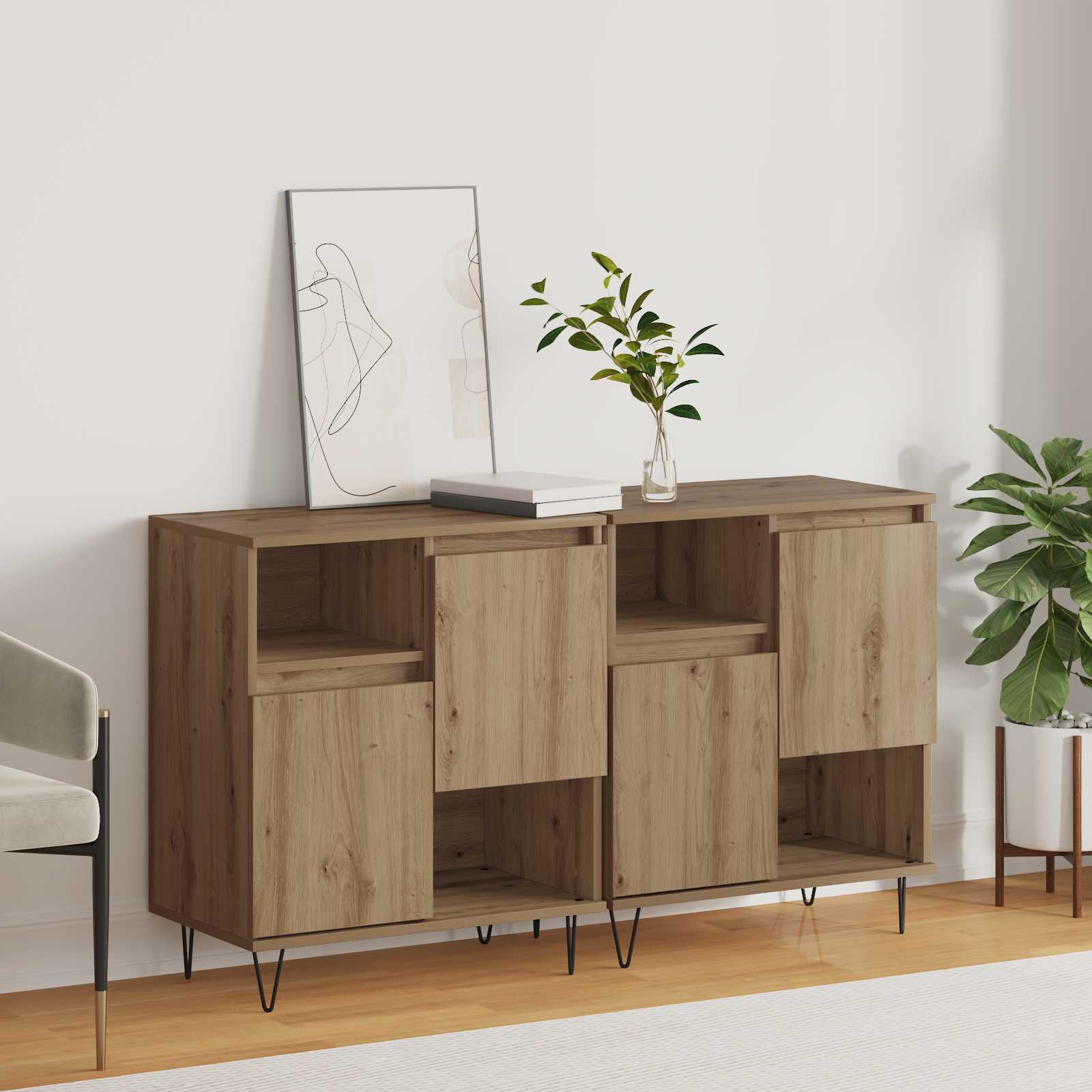 vidaXL Bufet 2 pcs Dąb rzemieślniczy 60 x 35 x 70 cm