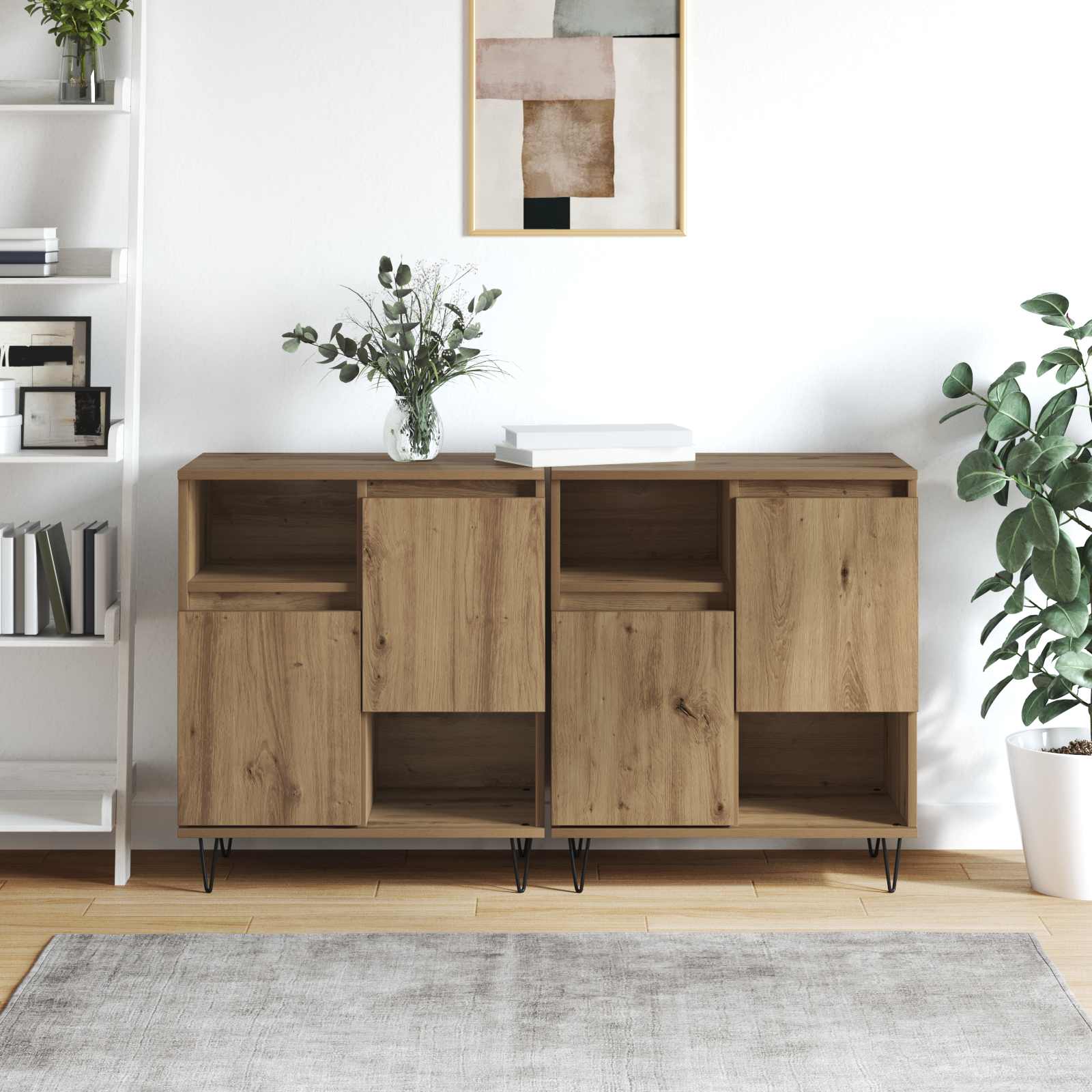 vidaXL Bufet 2 pcs Dąb rzemieślniczy 60 x 35 x 70 cm