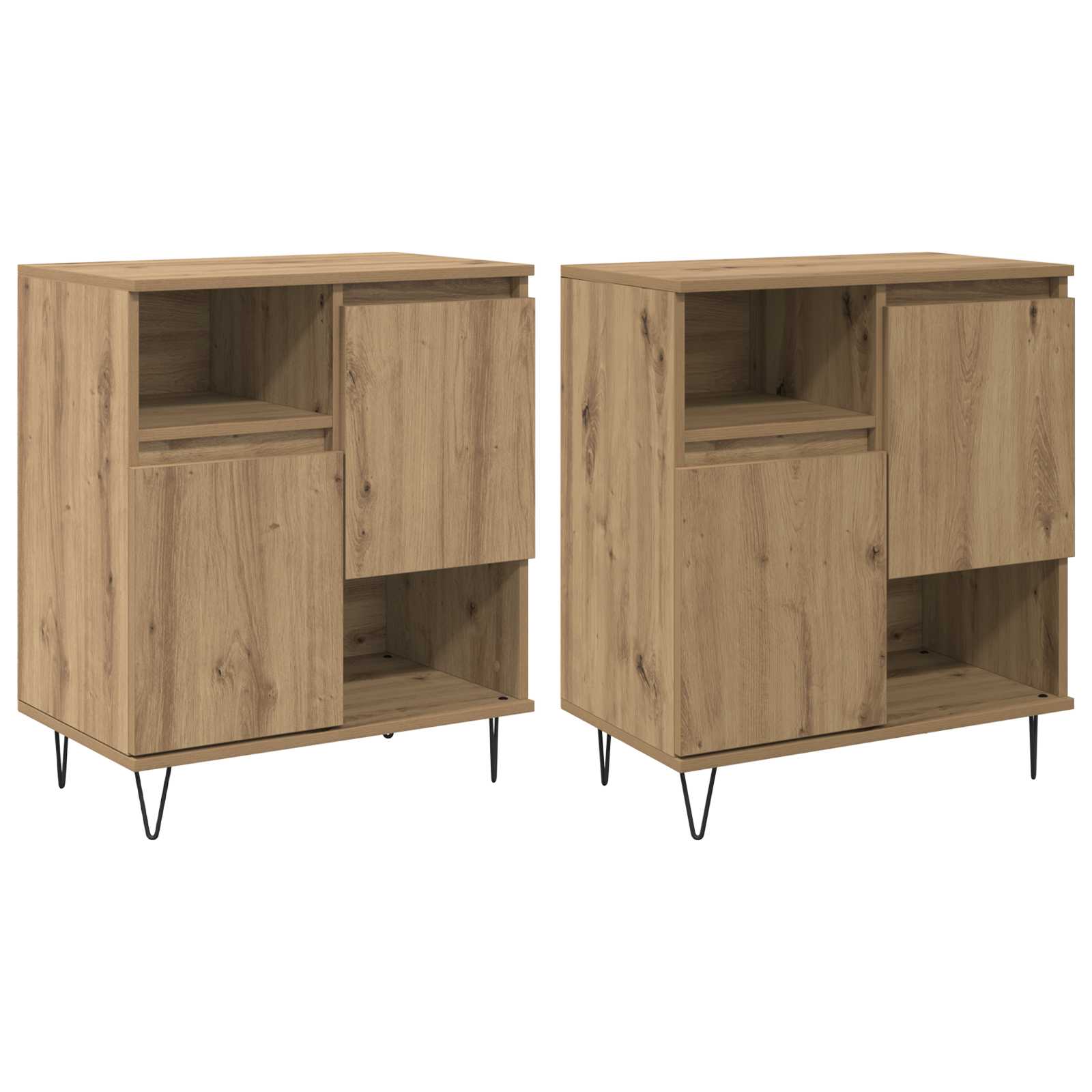 vidaXL Bufet 2 pcs Dąb rzemieślniczy 60 x 35 x 70 cm