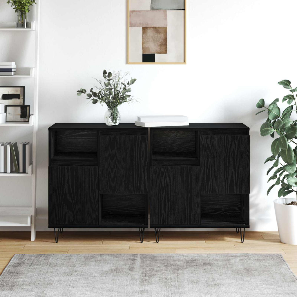 vidaXL Bufet 2 pcs Czarny Dąb 60 x 35 x 70 cm