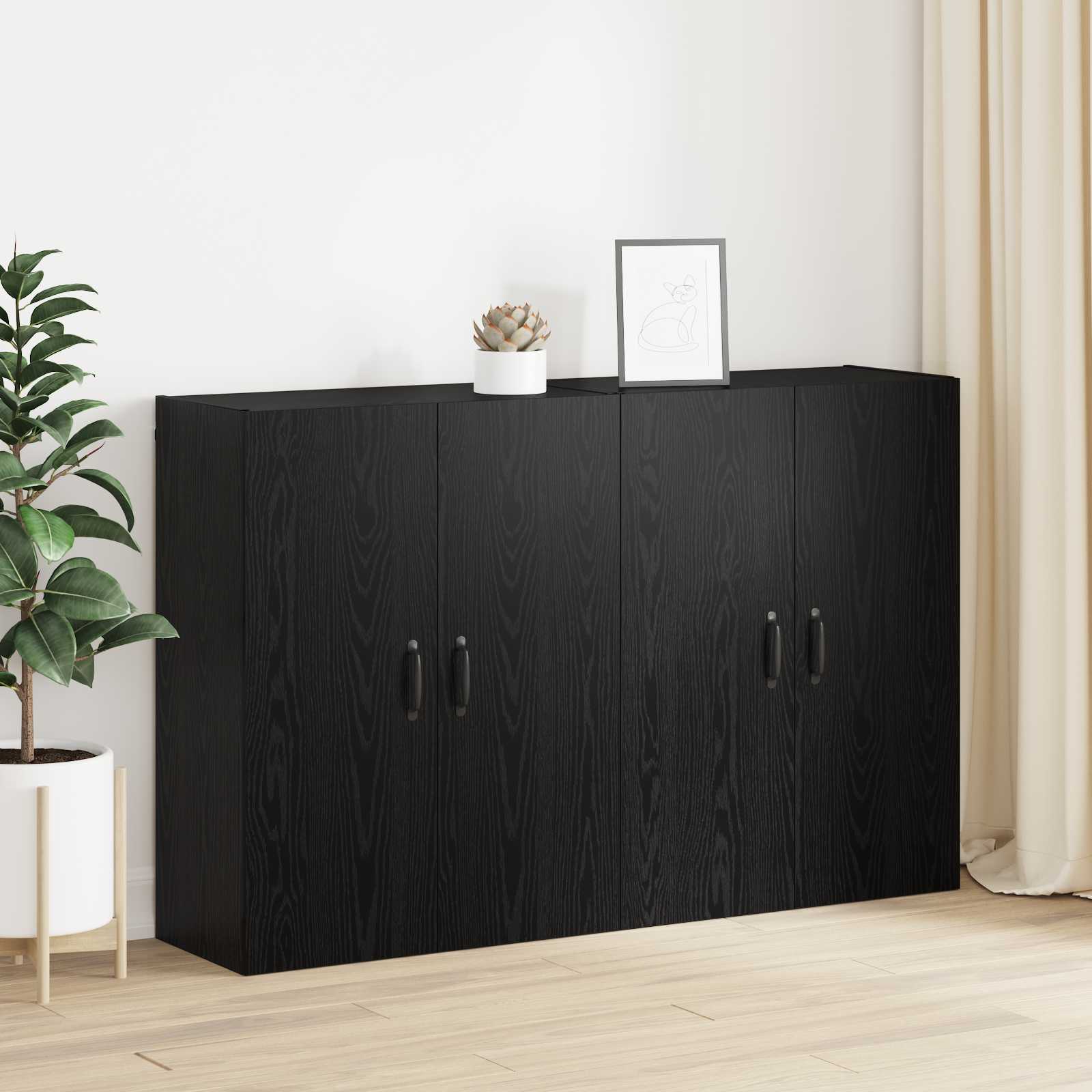 vidaXL Szafka ścienna 2 pcs Czarny Dąb 69,5 x 34 x 90 cm