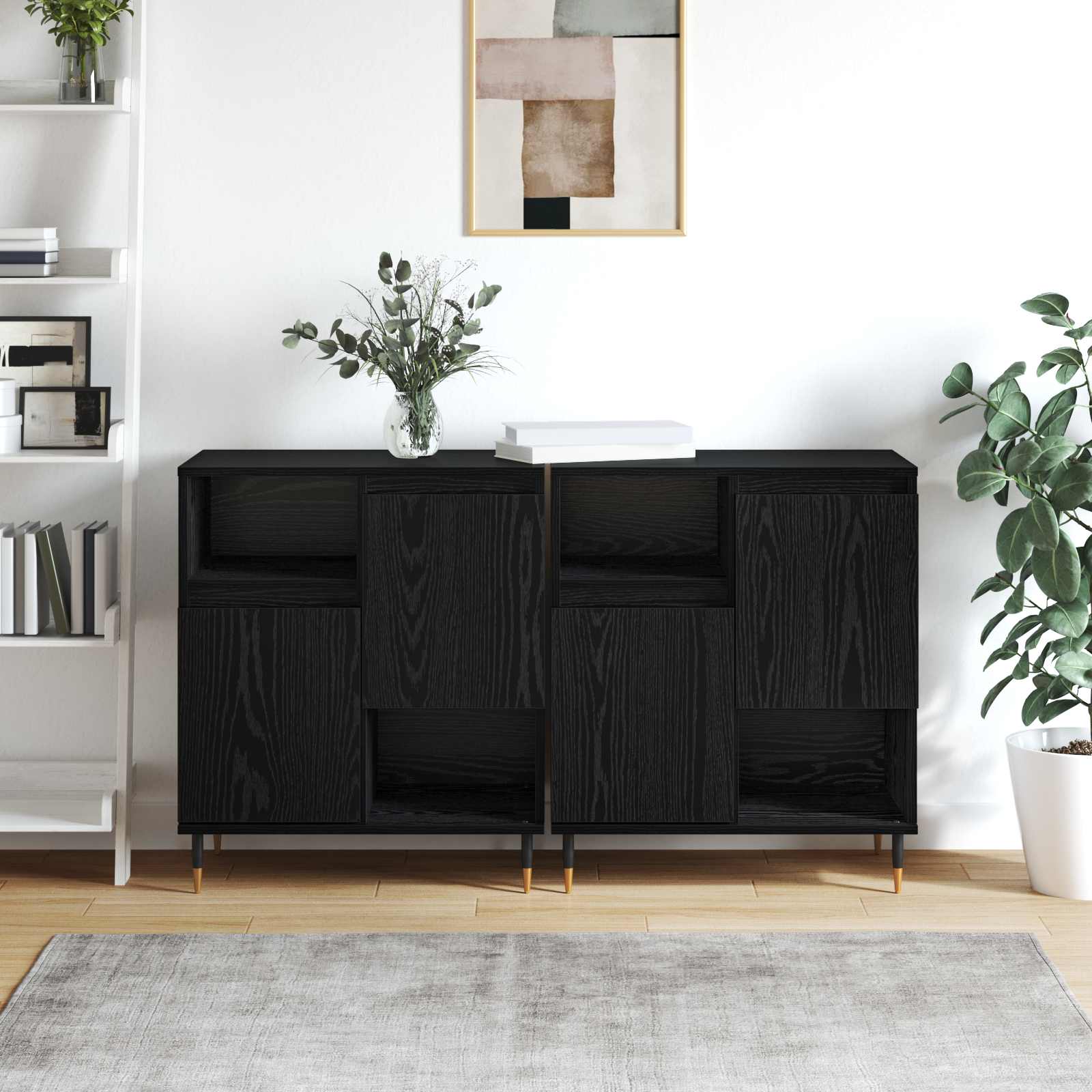 vidaXL Komody 2 pcs Czarny dąb