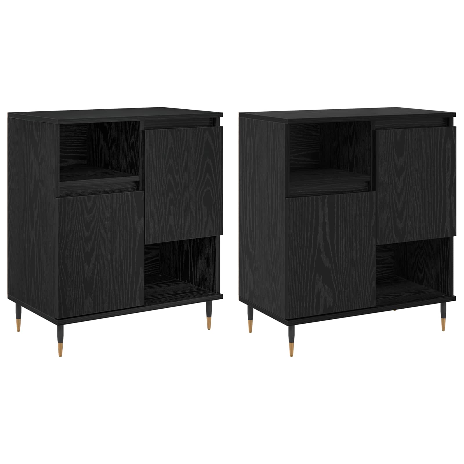vidaXL Komody 2 pcs Czarny dąb