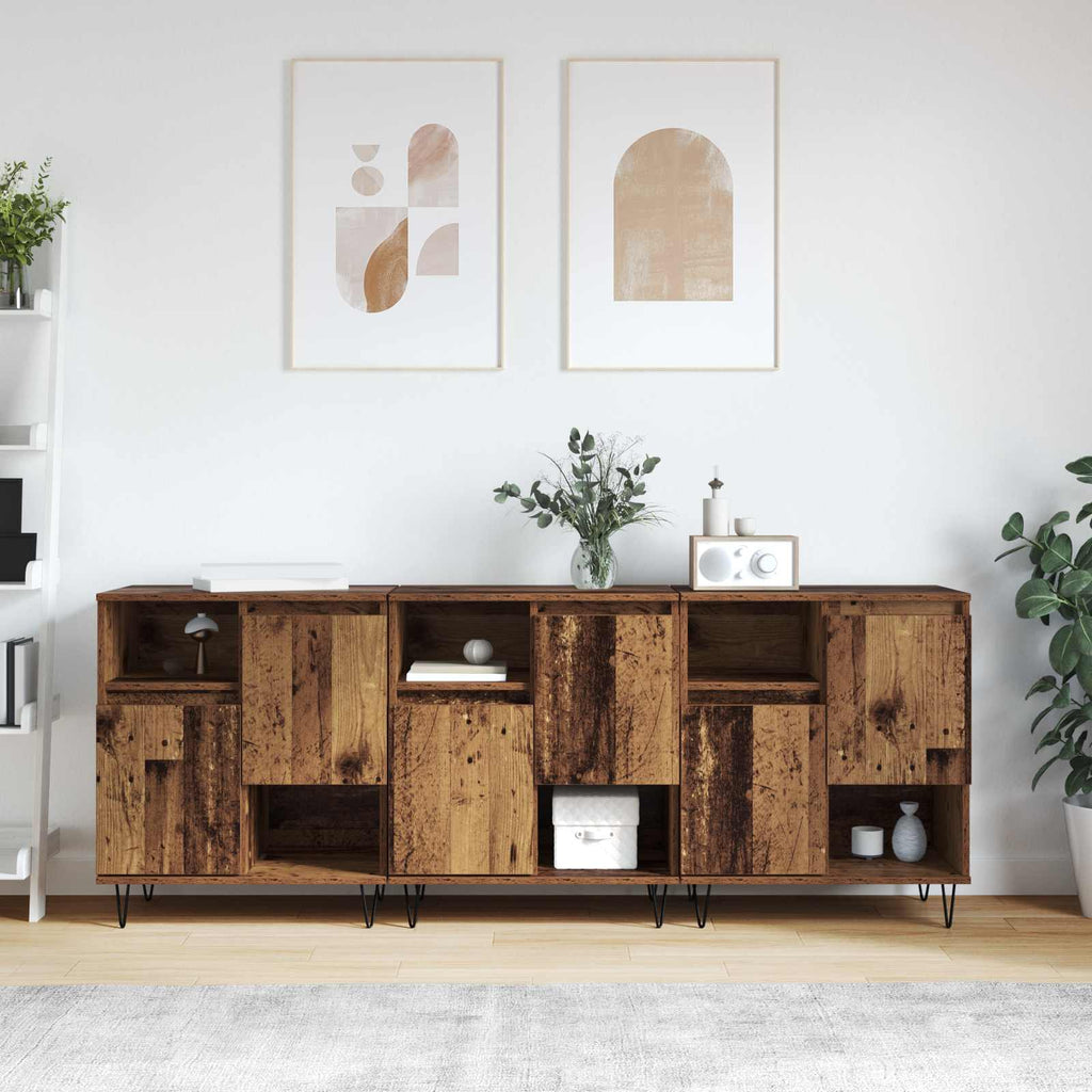 vidaXL Bufet 3 pcs Stare drewno 60 x 35 x 70 cm