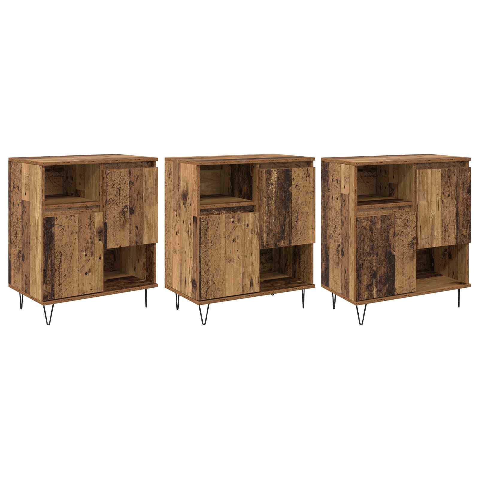 vidaXL Bufet 3 pcs Stare drewno 60 x 35 x 70 cm