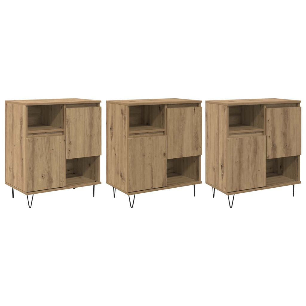 vidaXL Bufet 3 pcs Dąb rzemieślniczy 60 x 35 x 70 cm