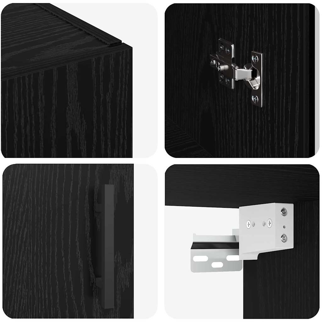 vidaXL Szafki montowane na ścianie 2 pcs Czarny dąb 69,5 x 34 x 90 cm