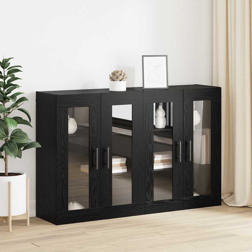vidaXL Szafki montowane na ścianie 2 pcs Czarny dąb 69,5 x 34 x 90 cm