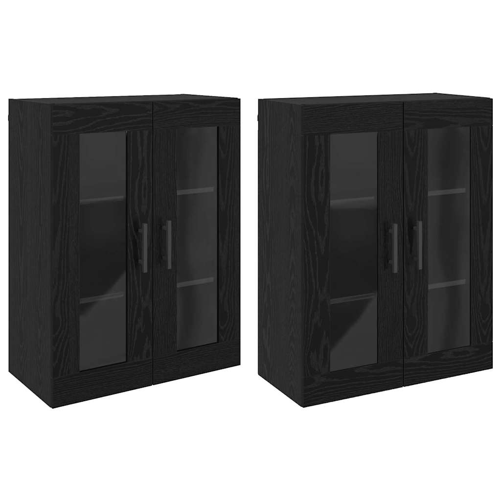 vidaXL Szafki montowane na ścianie 2 pcs Czarny dąb 69,5 x 34 x 90 cm