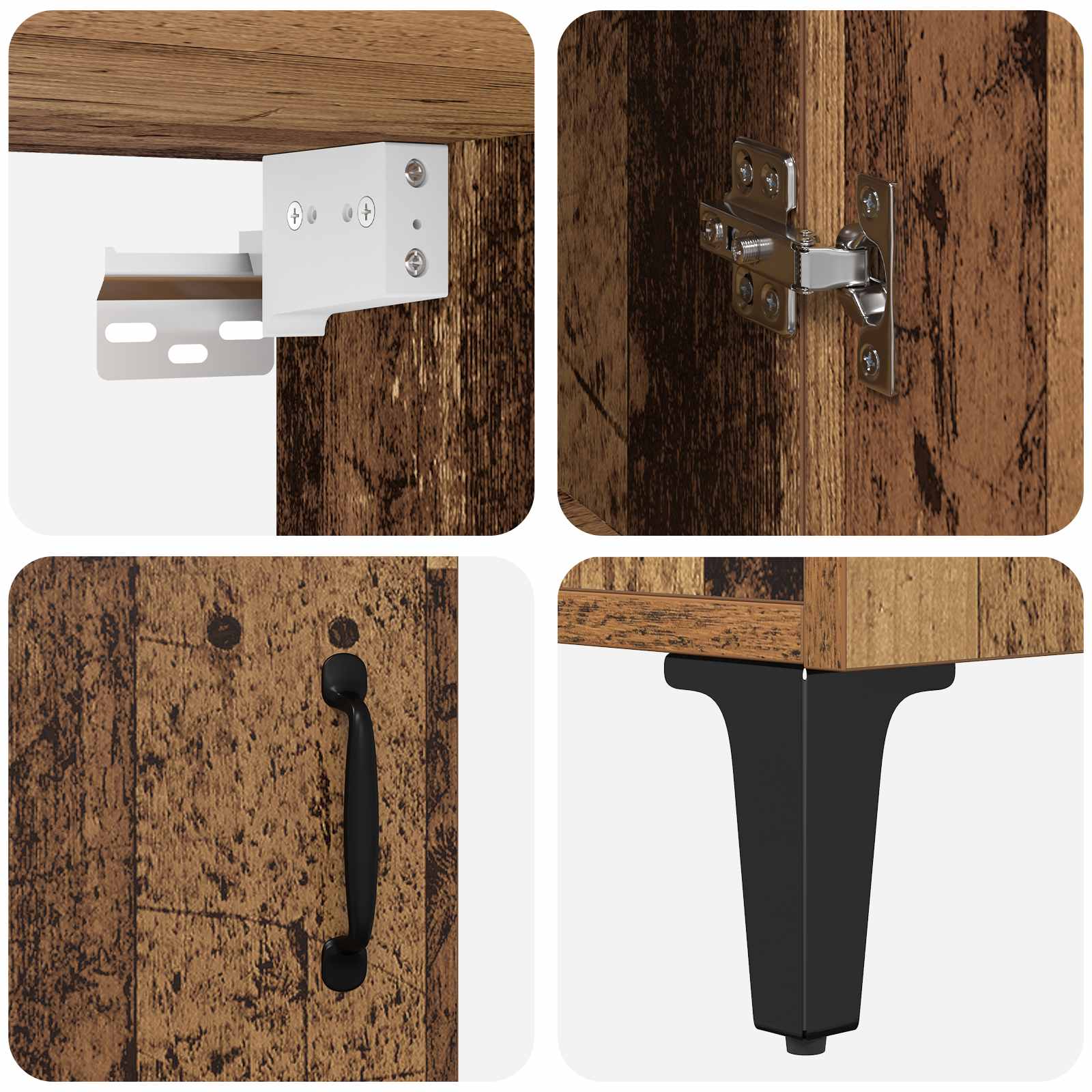 vidaXL Highboard 2 pcs Stare drewno Materiał drewnopochodny
