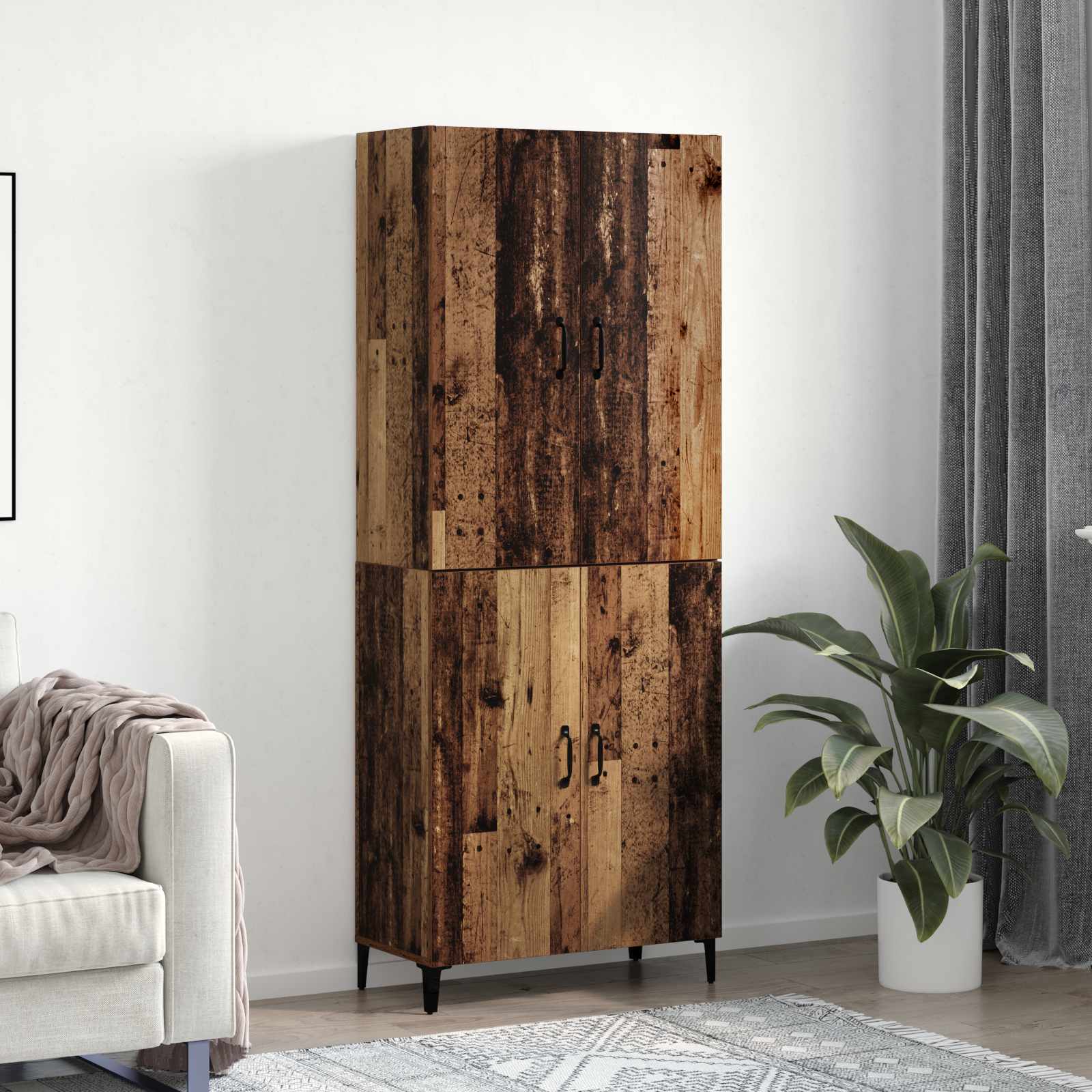 vidaXL Highboard 2 pcs Stare drewno Materiał drewnopochodny