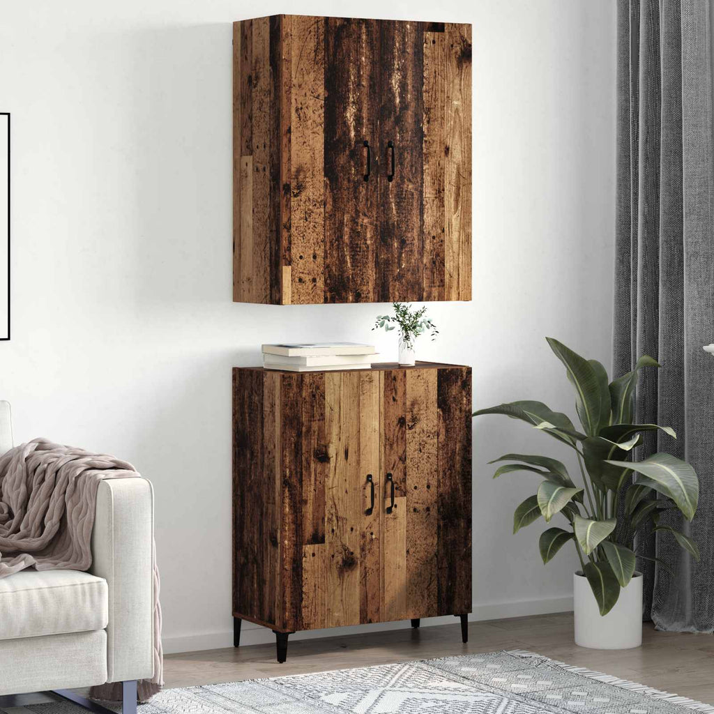 vidaXL Highboard 2 pcs Stare drewno Materiał drewnopochodny