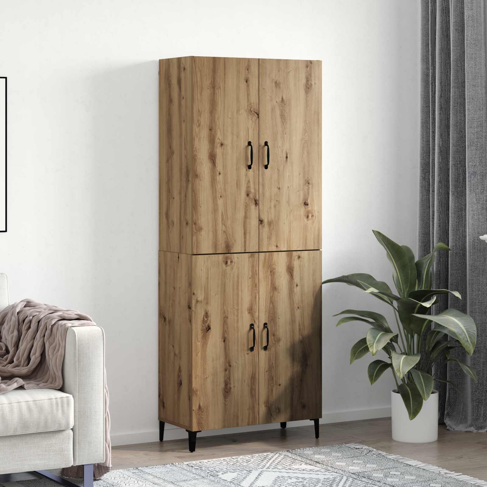 vidaXL Highboard 2 pcs Dąb rzemieślniczy Materiał drewnopochodny