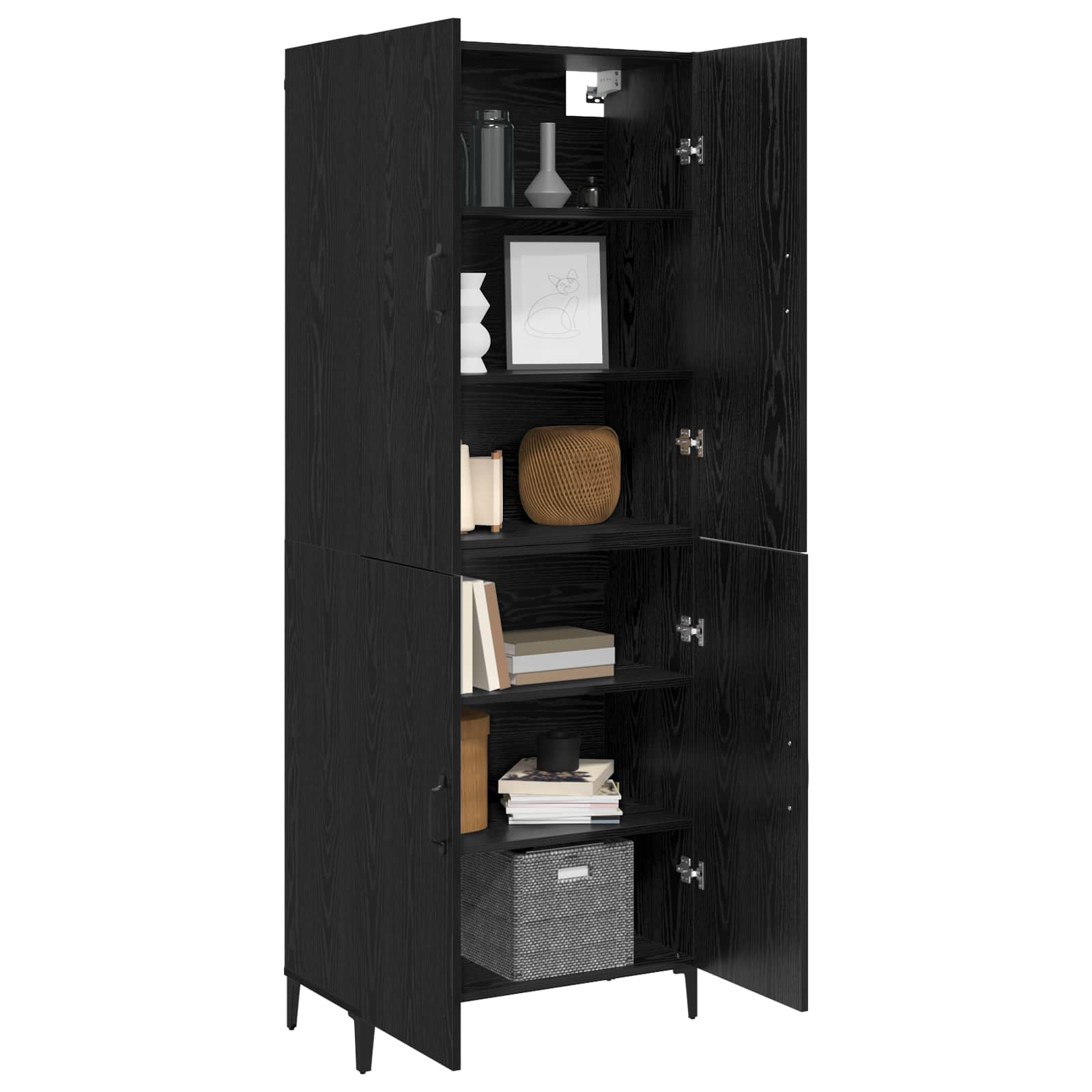 vidaXL Highboard 2 pcs Czarny Dąb Materiał drewnopochodny