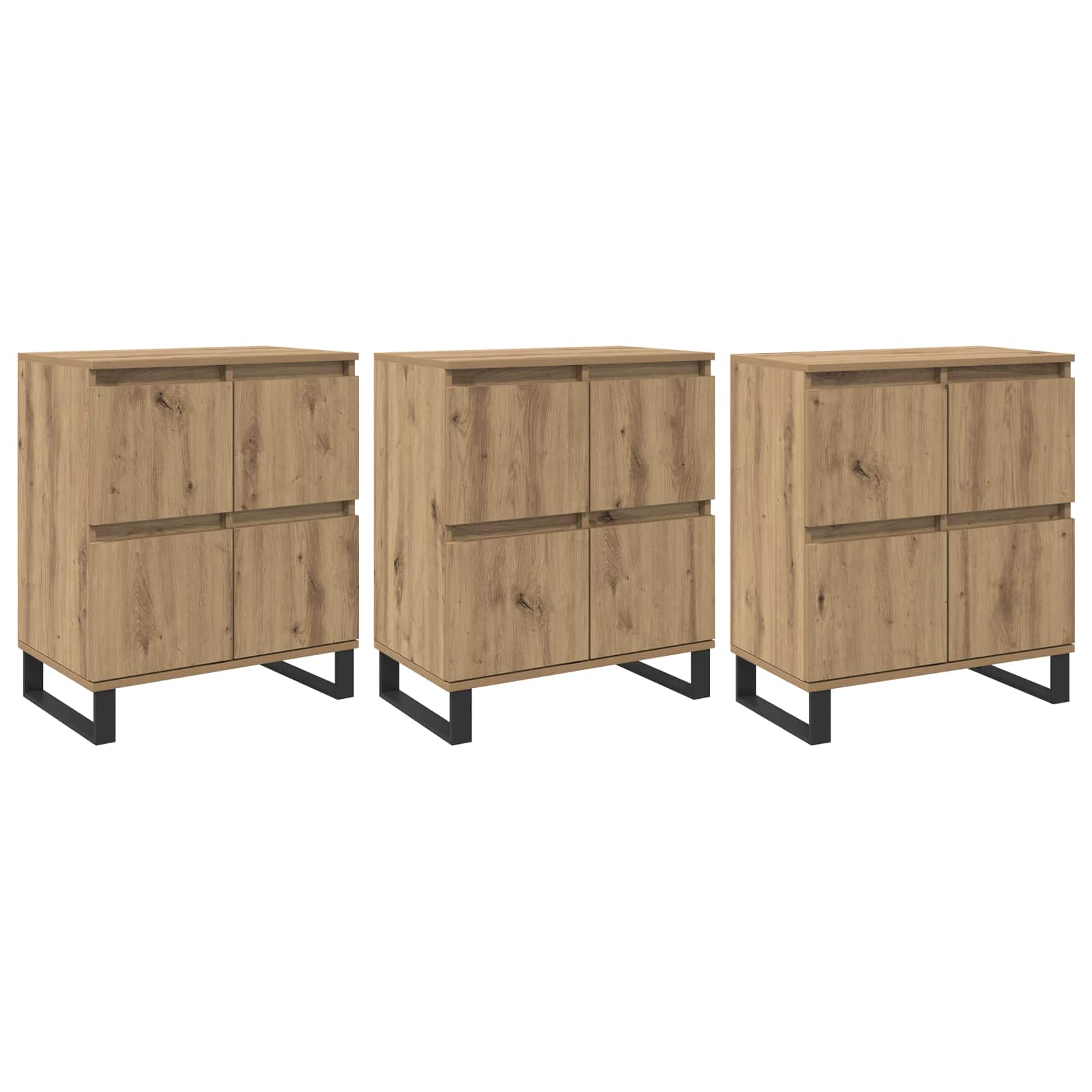vidaXL Bufet 3 pcs Dąb rzemieślniczy 60 x 35 x 70 cm