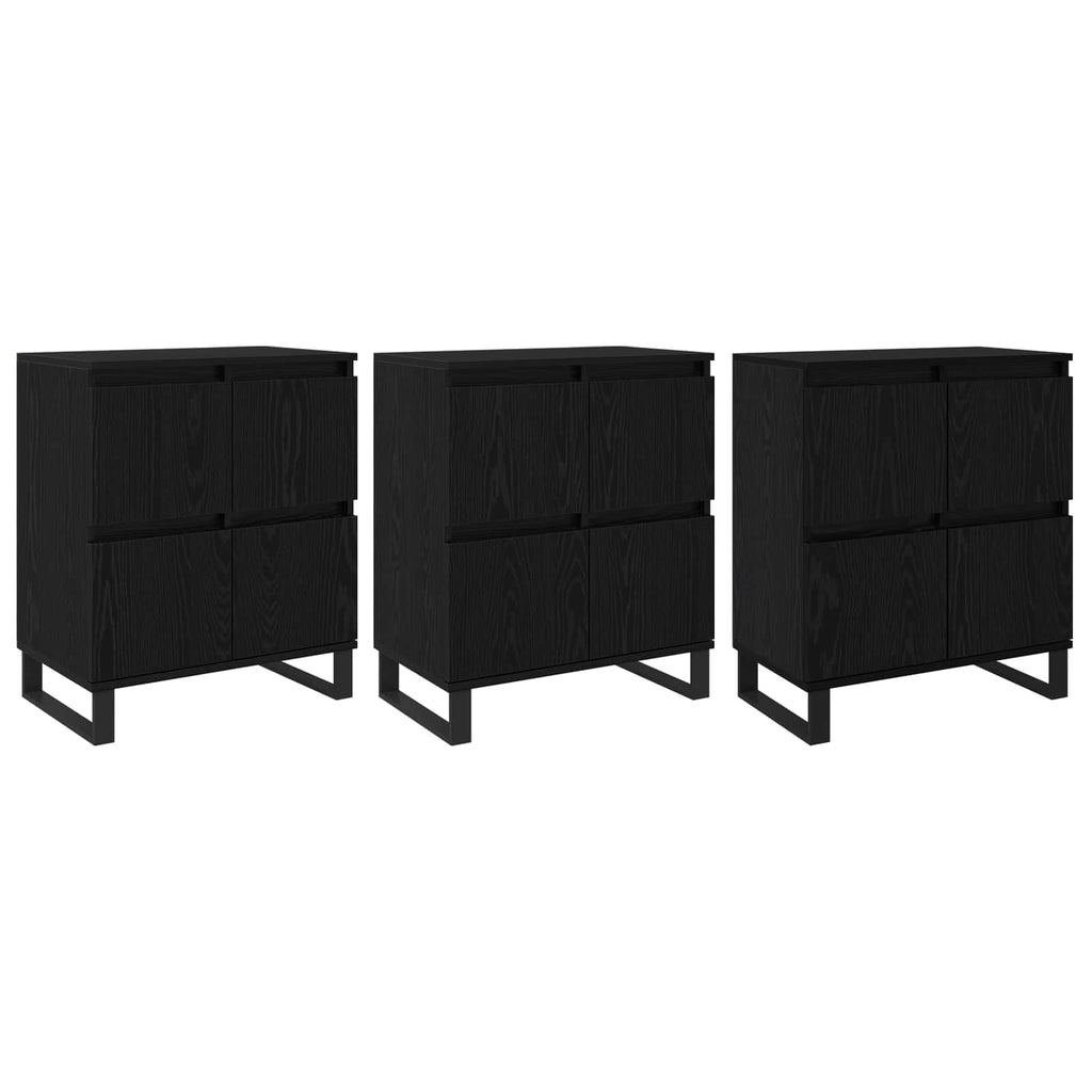 vidaXL Bufet 3 pcs Czarny Dąb 60 x 35 x 70 cm
