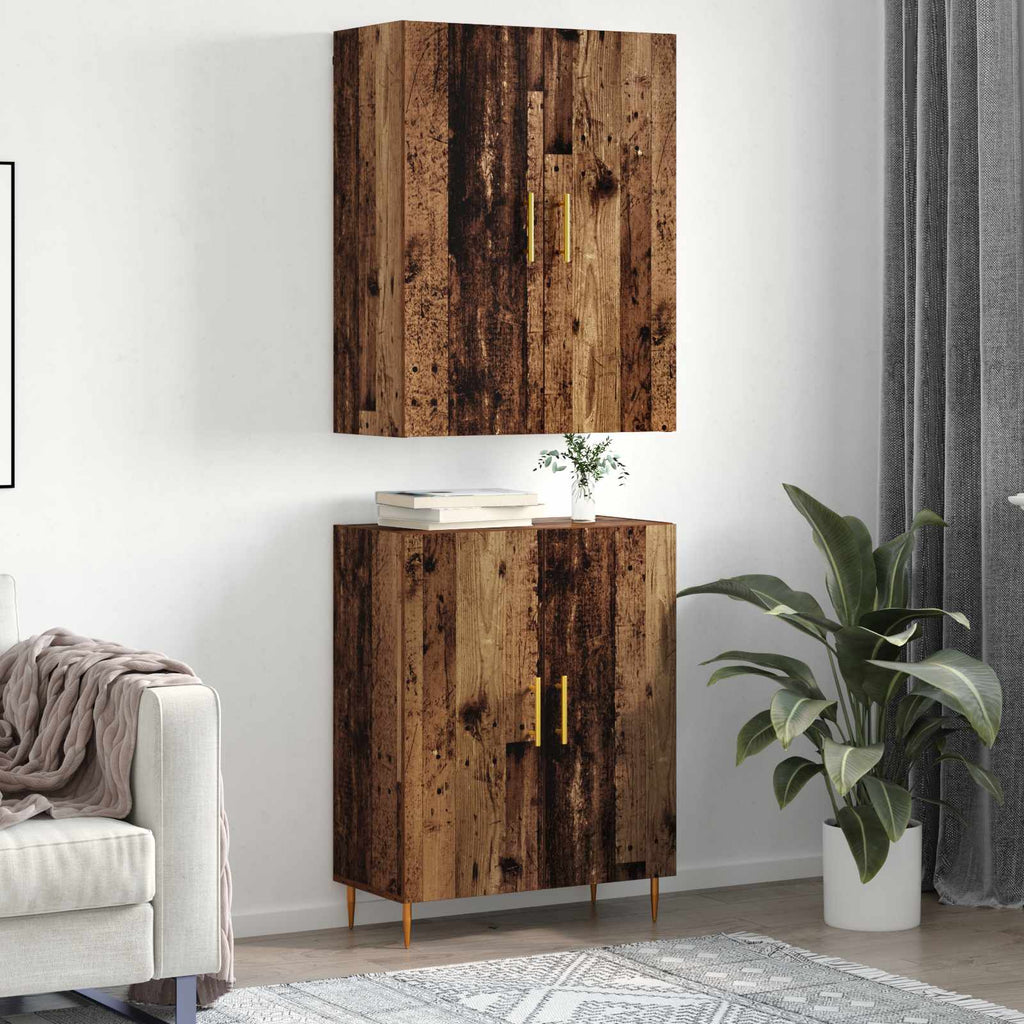 vidaXL Highboard Montowane na ścianie Stare drewno 69,5 x 34 x 180 cm