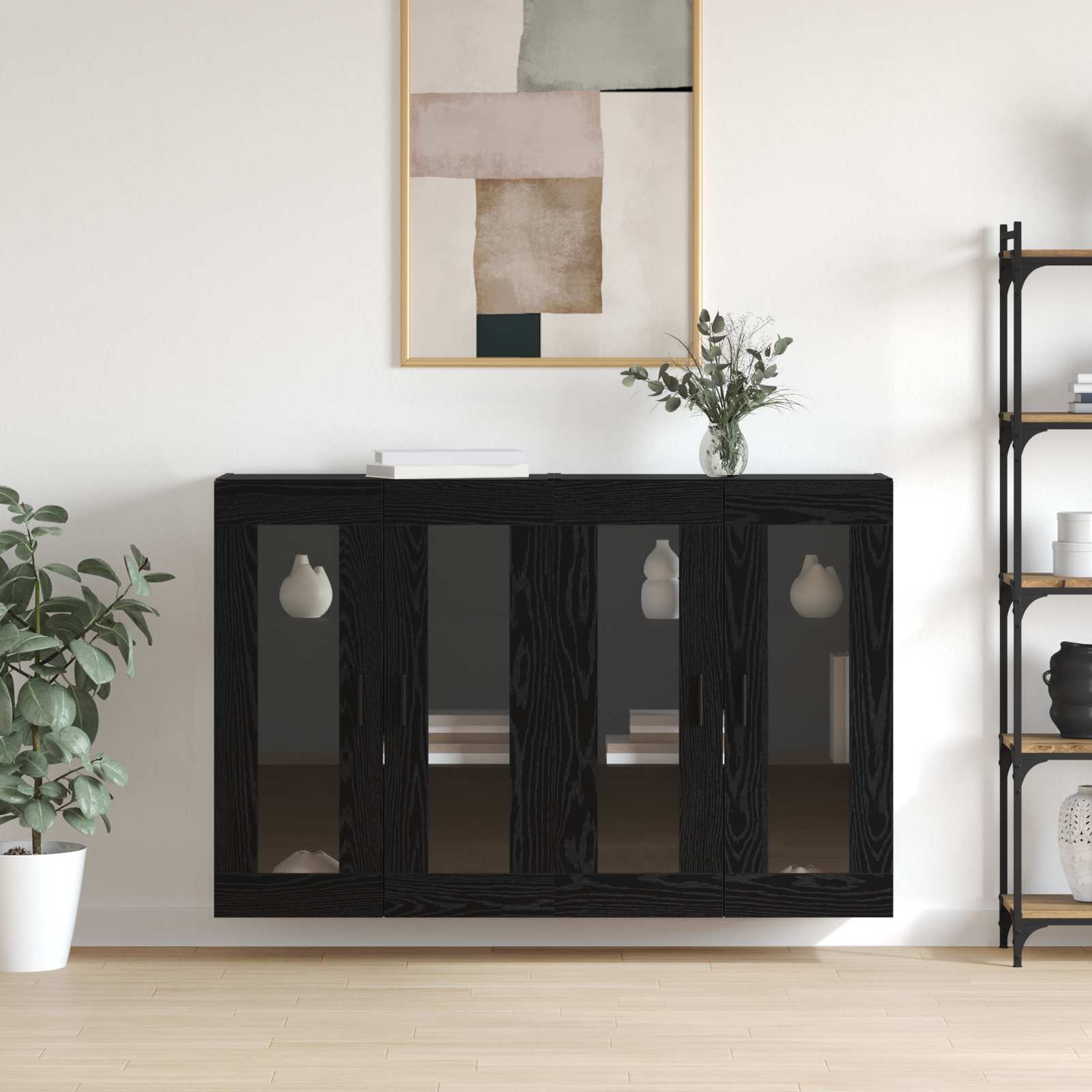 vidaXL Szafki montowane na ścianie 2 pcs Czarny dąb 69,5 x 34 x 90 cm