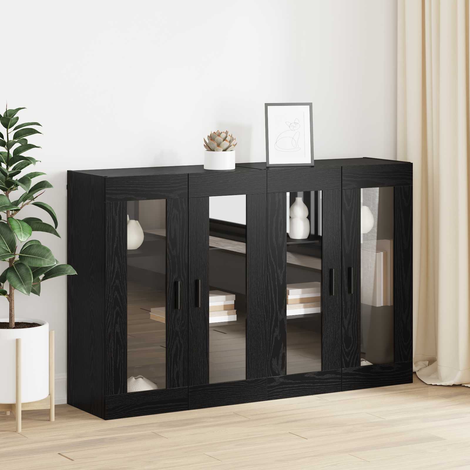 vidaXL Szafki montowane na ścianie 2 pcs Czarny dąb 69,5 x 34 x 90 cm