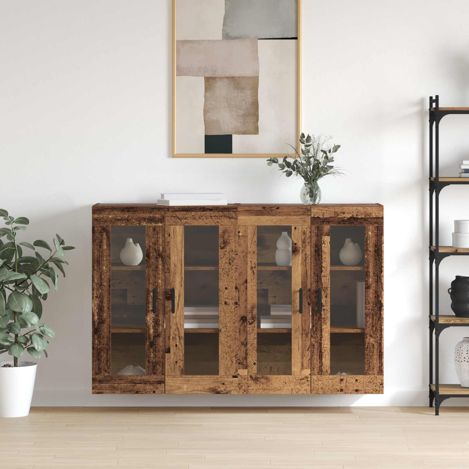 vidaXL Szafki montowane na ścianie 2 pcs Stare drewno