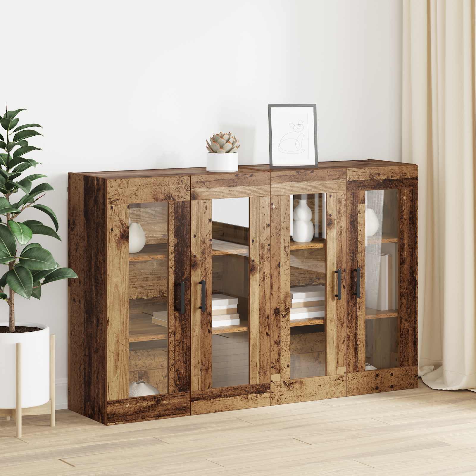 vidaXL Szafki montowane na ścianie 2 pcs Stare drewno