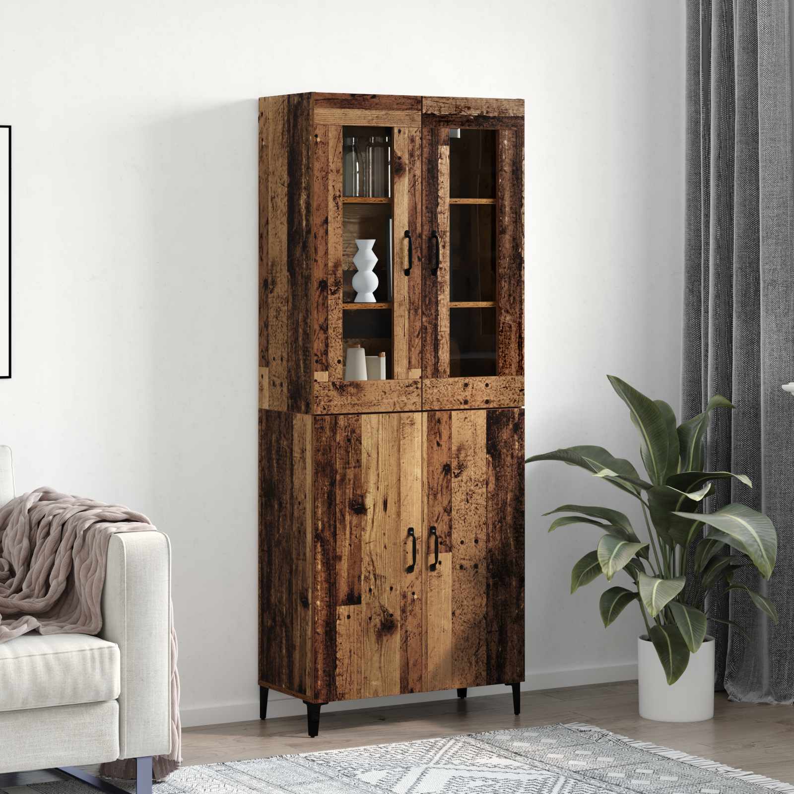 vidaXL Highboard 2 pcs Stare drewno Materiał drewnopochodny