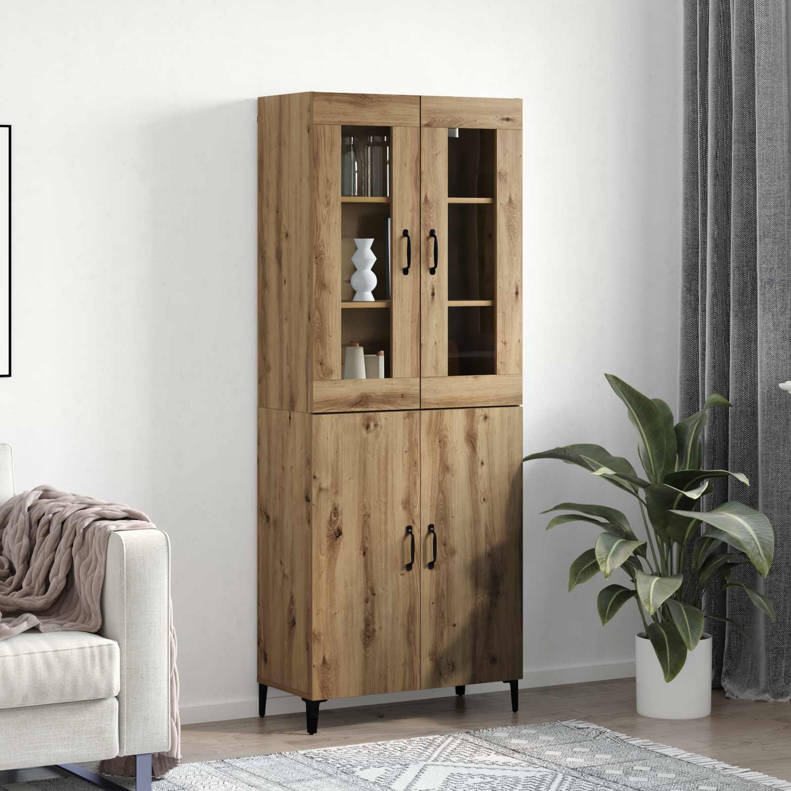 vidaXL Highboard 2 pcs Dąb rzemieślniczy Materiał drewnopochodny