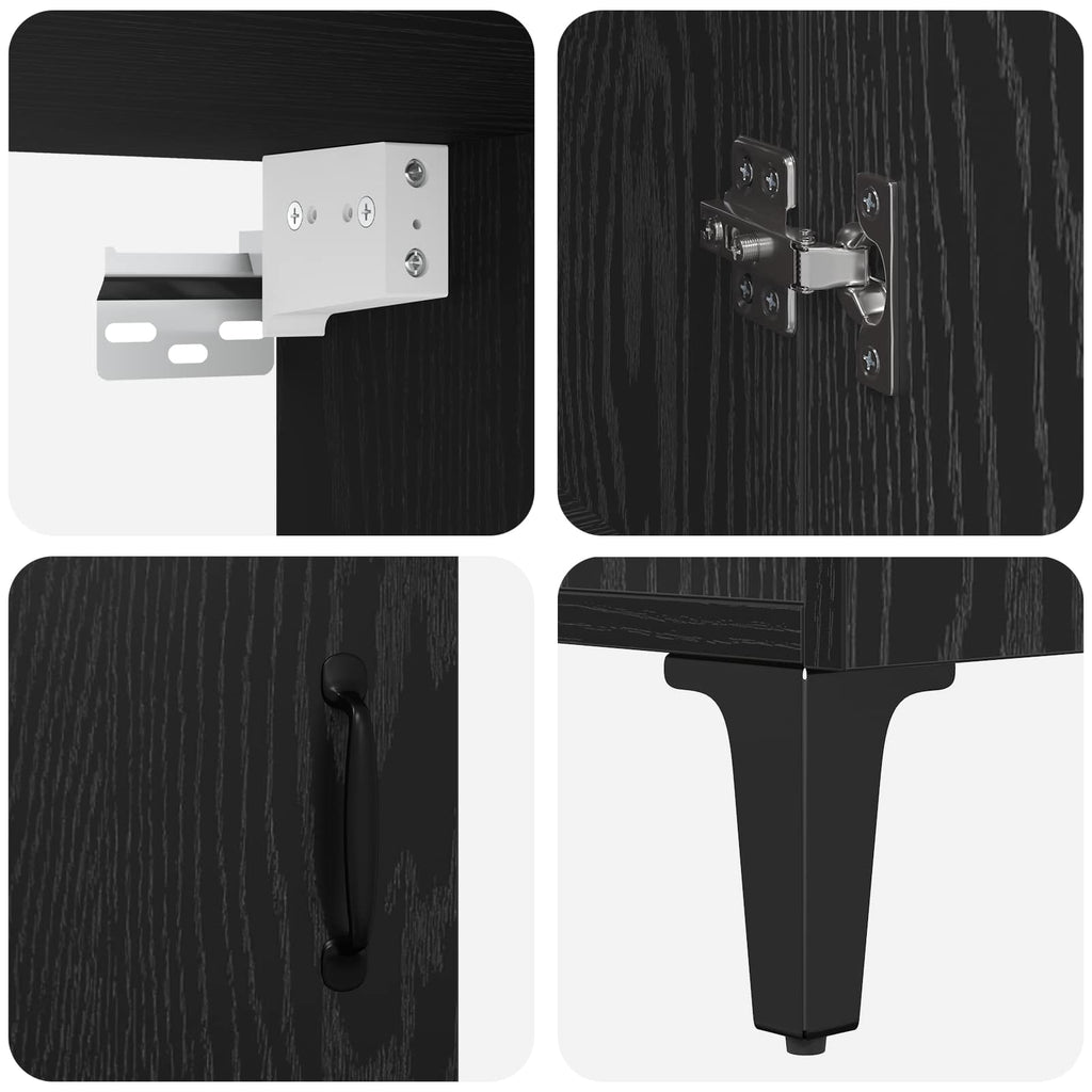 vidaXL Highboard 2 pcs Czarny Dąb Materiał drewnopochodny