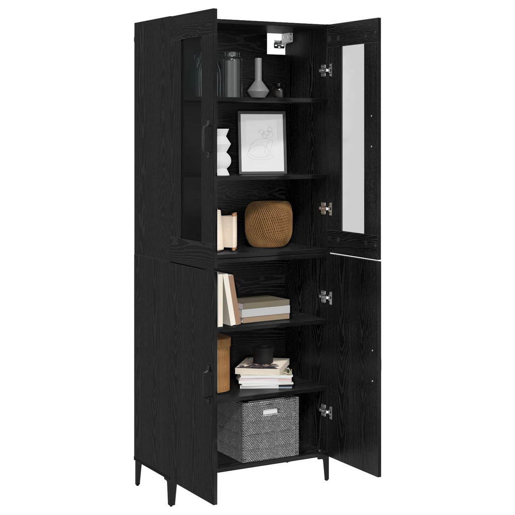 vidaXL Highboard 2 pcs Czarny Dąb Materiał drewnopochodny