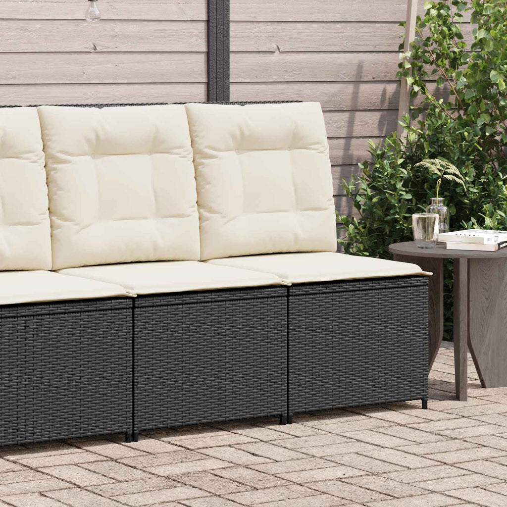 vidaXL Sofa Ogrodowa z poduszką Czarny i kremowo-biały polirattan