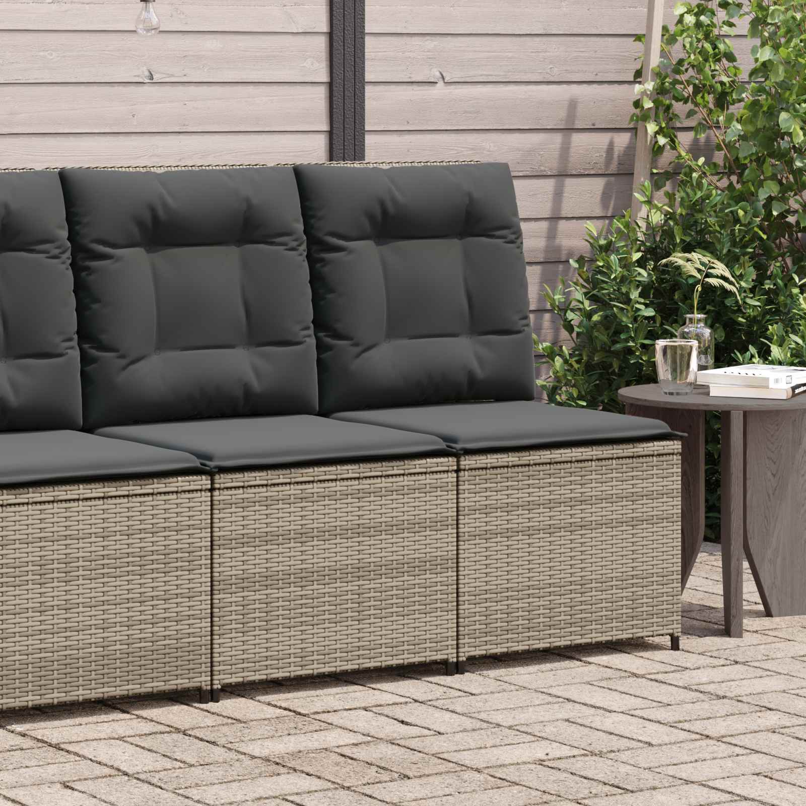 vidaXL Sofa Ogrodowa z poduszką Szary polirattan