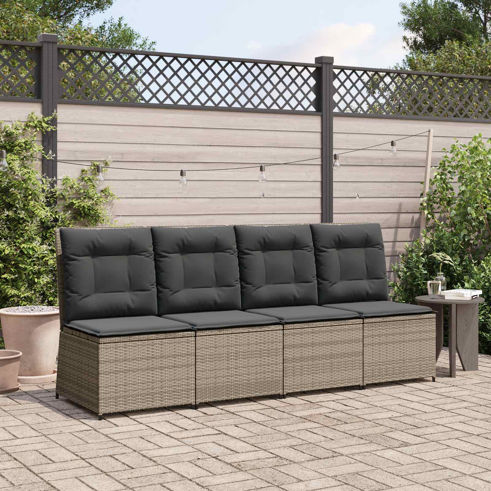 vidaXL Sofa Ogrodowa z poduszką Szary polirattan