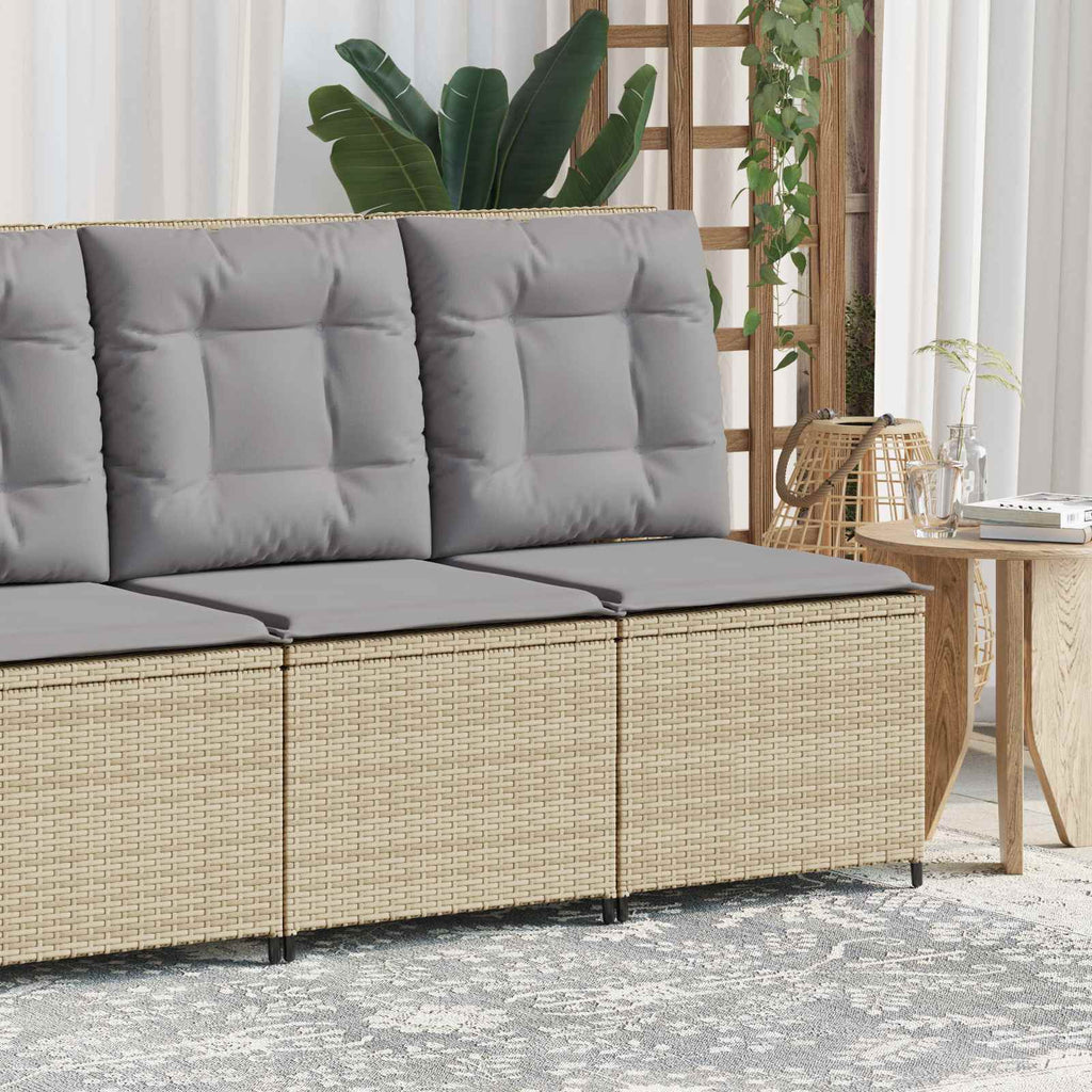 vidaXL Sofa Ogrodowa z poduszką Beżowy i szary polirattan