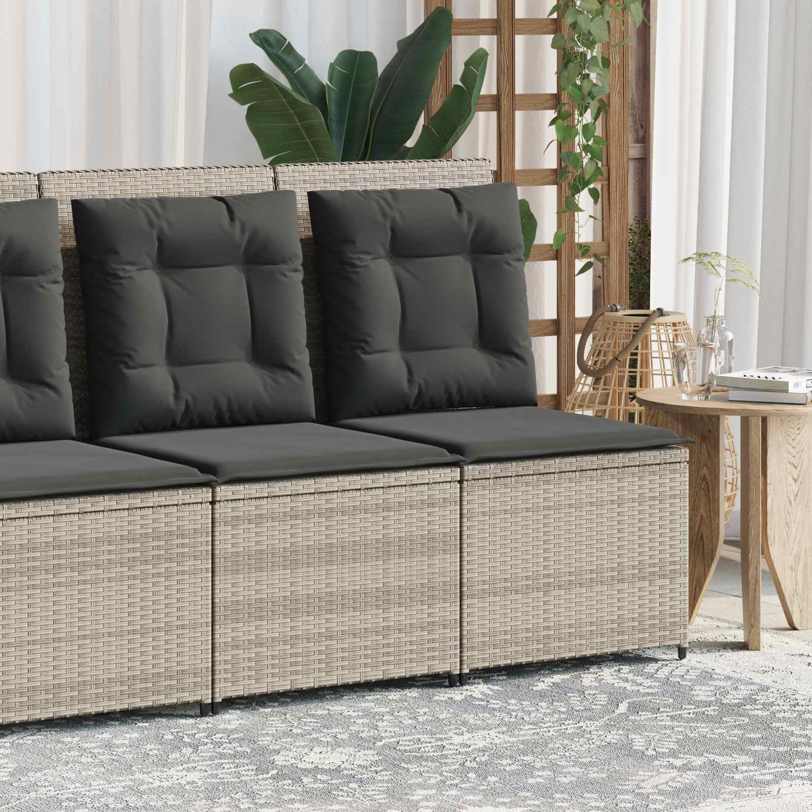 vidaXL Sofa Ogrodowa z poduszką Jasnoszary polirattan